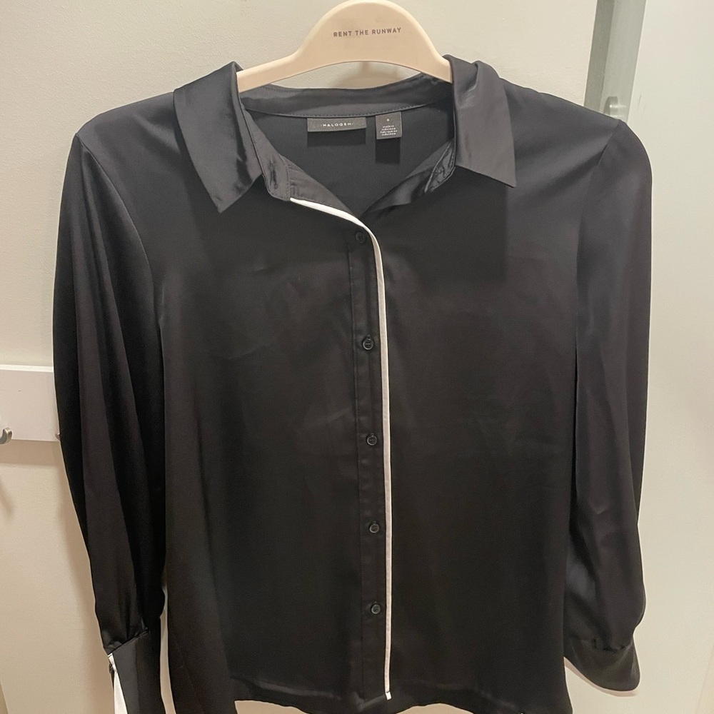 Halogen Black Blouse with White Trim